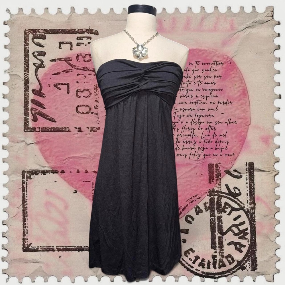 Y2K Black Strapless Ruched Midi Dress